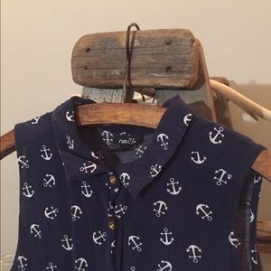 Blue blouse Anchor Print Nautical